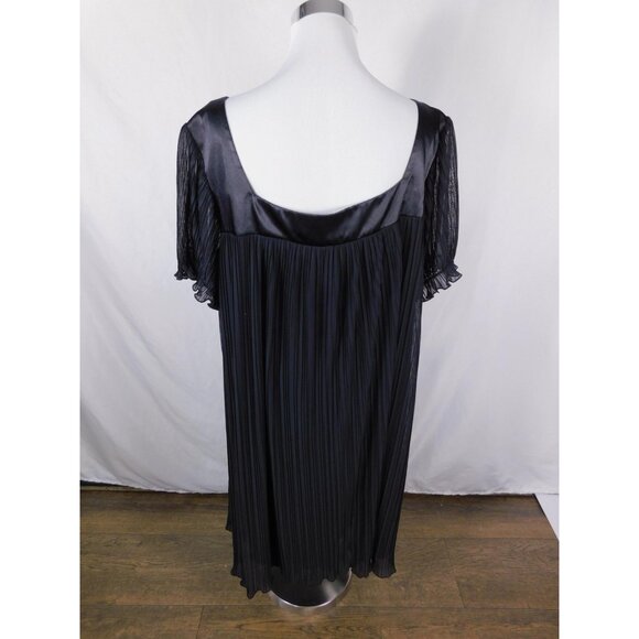 Sunhee Woman Black Pleated Midi Dress 22W - Square Neck Flutter Sleeve - Excelle - Picture 6 of 12